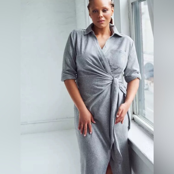 Eloquii Dresses & Skirts - Eloquii Wrap Waist Shirtdress in Gray